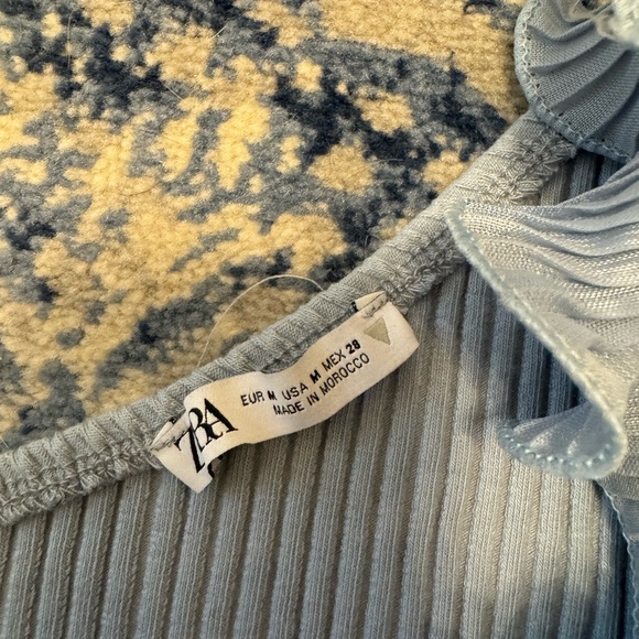 Zara Light Blue Ruffled Top - Picture 3 of 3